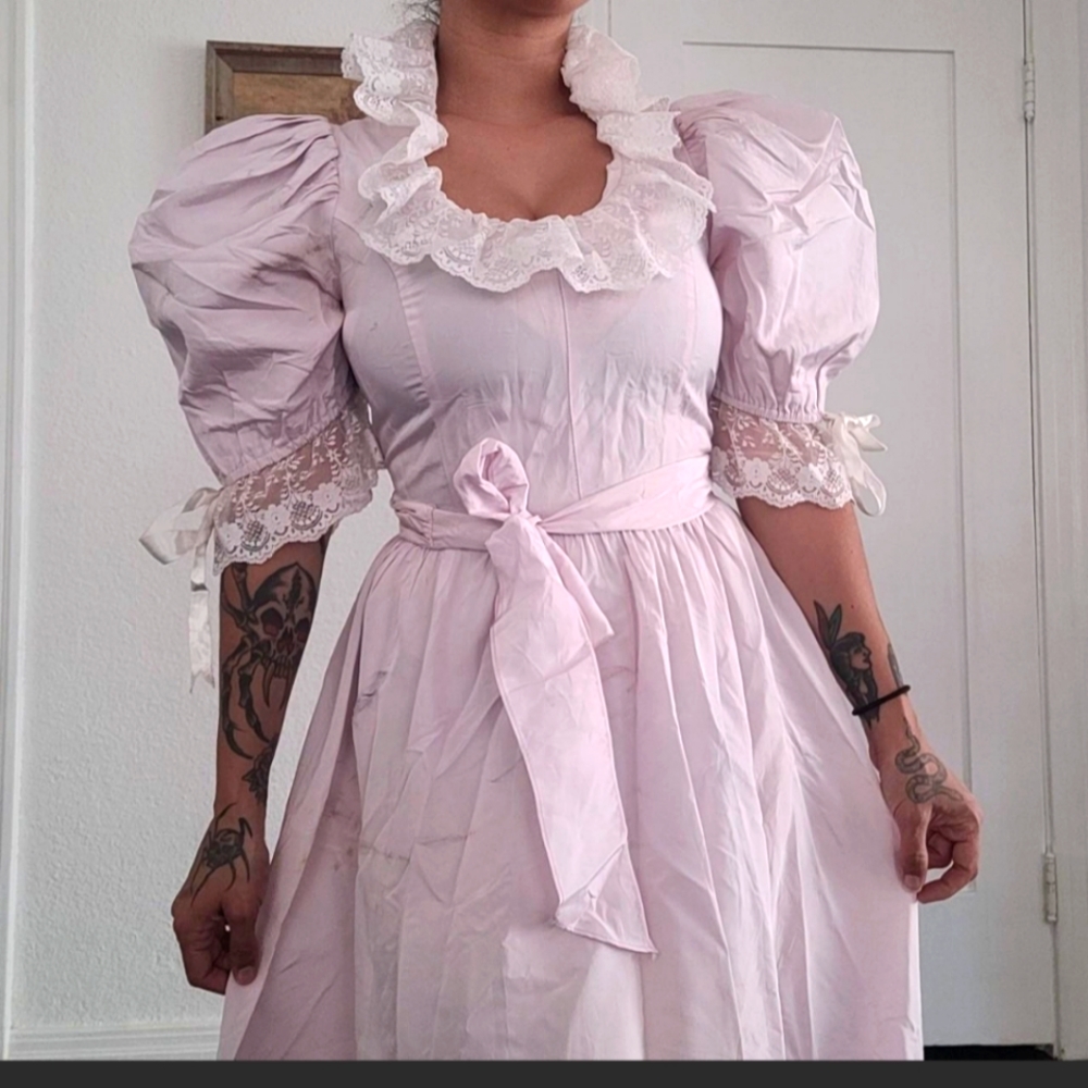 Gunne sax pinkish lavender romantic renissance bridal dress size 9 - Picture 5 of 7